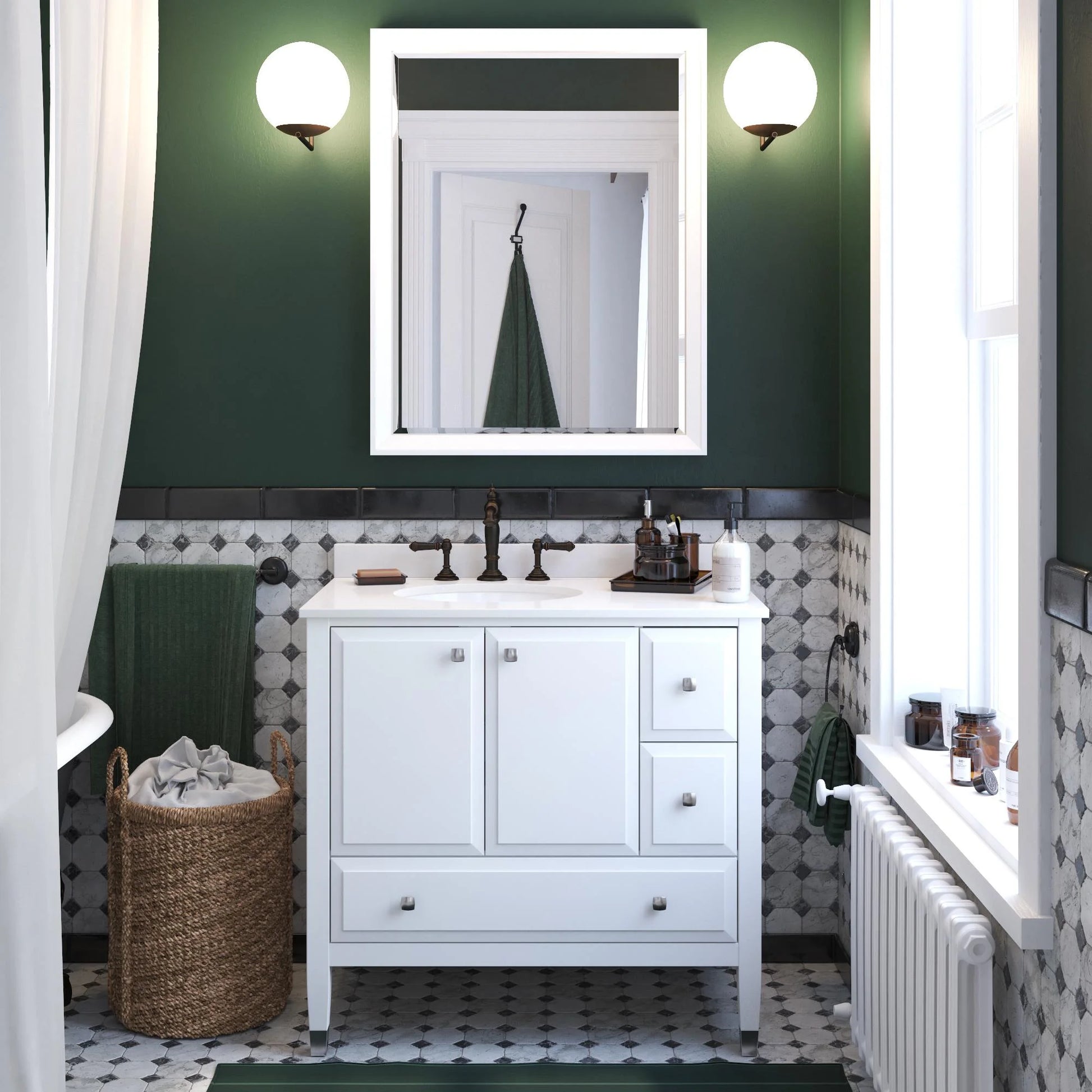 DHP Metcalfe 36 Inch Bathroom Vanity, White