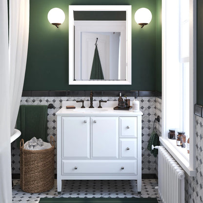 DHP Metcalfe 36 Inch Bathroom Vanity, White
