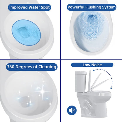 21" Toilet, Two-Piece Toilet, ADA Toilet with Dual Flush, Round Toilets for Bathrooms with Soft Close Seat, Universal Height with 1.28 Siphonic Flush Cotton White