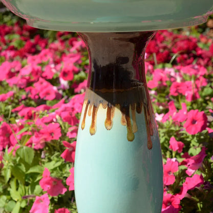 Hi-Line Gift Ltd. Ceramic Birdbath - Tranquil Blue Oasis