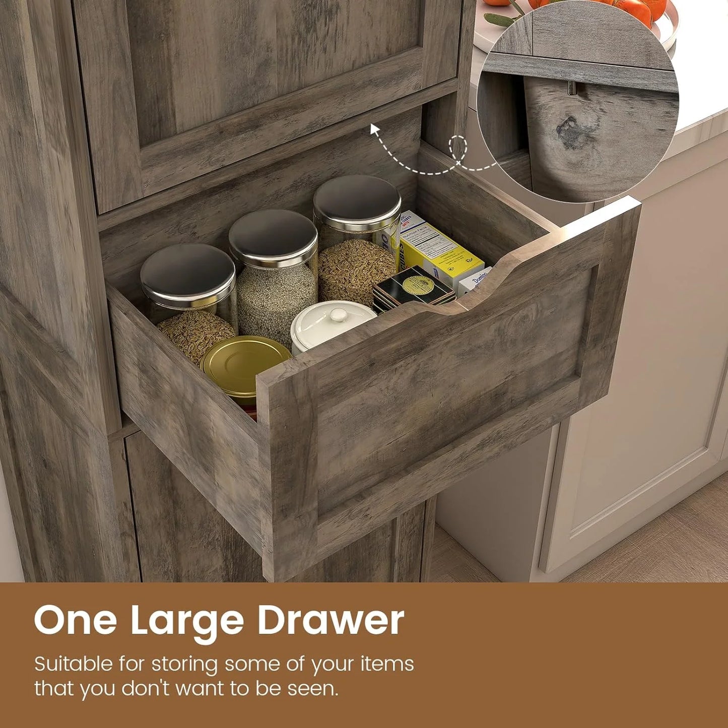 67" Tall Storage Cabinet, Bathroom Cabinet with Drawer & Adjustable Shelves, Narrow Storage Cabinet, Floor Cabinet for Living Room, Home Office, Rustic Oak