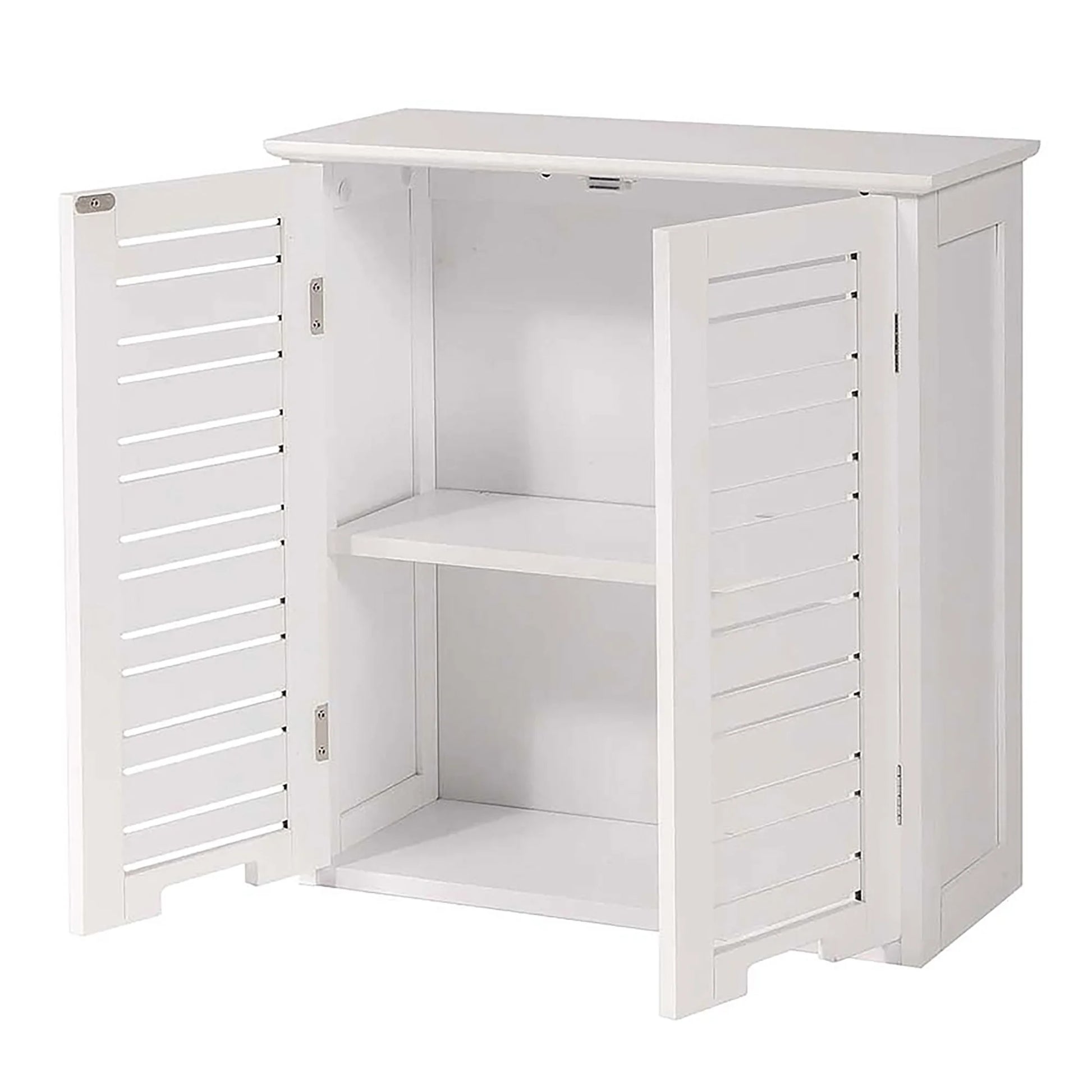 Wall-Mounted Bathroom Cabinet with Double Vented Doors, Compact Storage Organizer for Toiletries, White Finish - Miami Collection