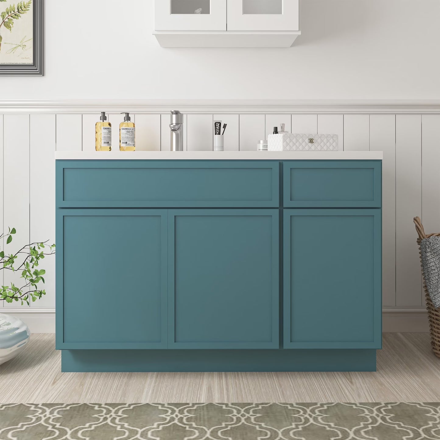 51" Freestanding Bathroom Vanity Cabinet without Top in Sea Green