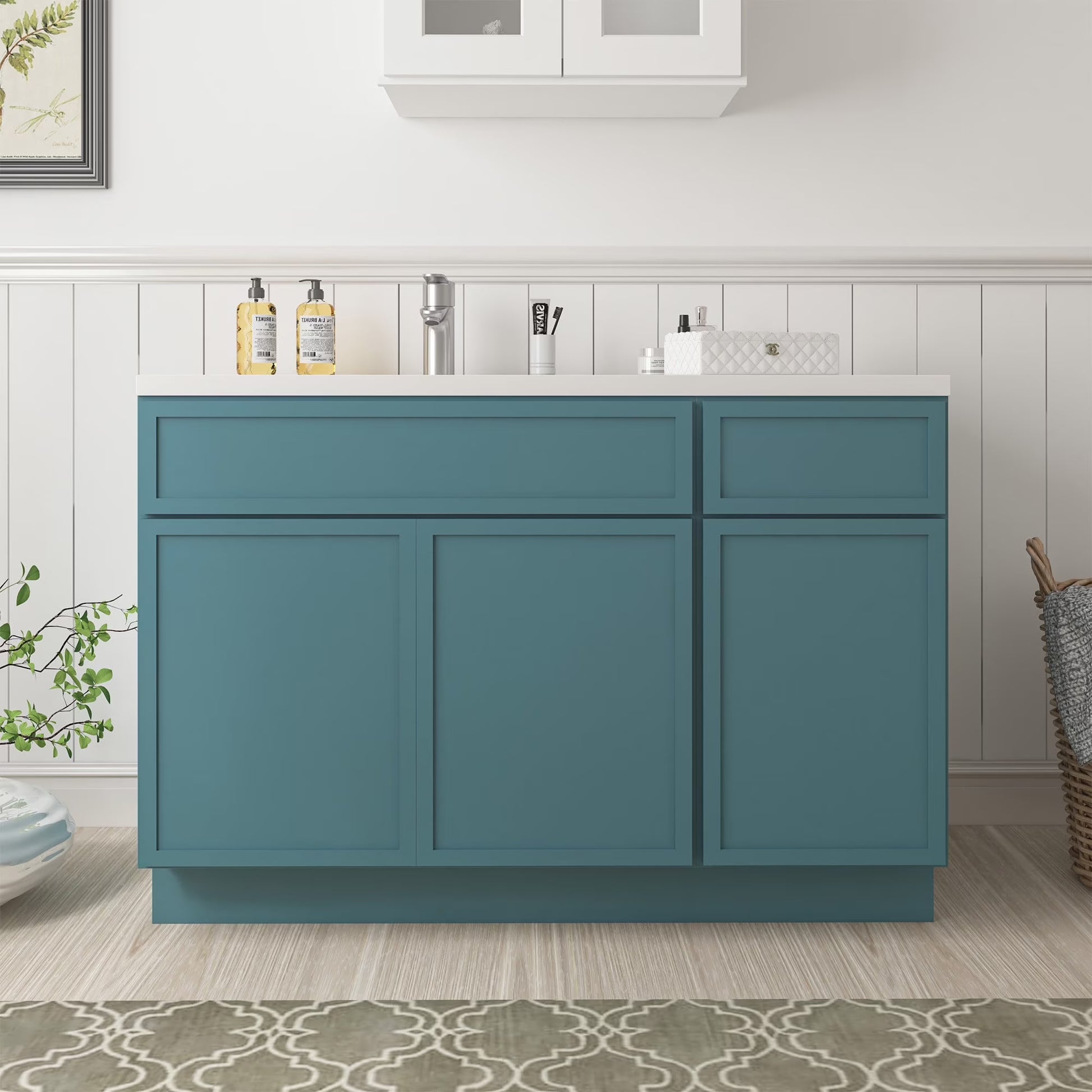 51" Freestanding Bathroom Vanity Cabinet without Top in Sea Green