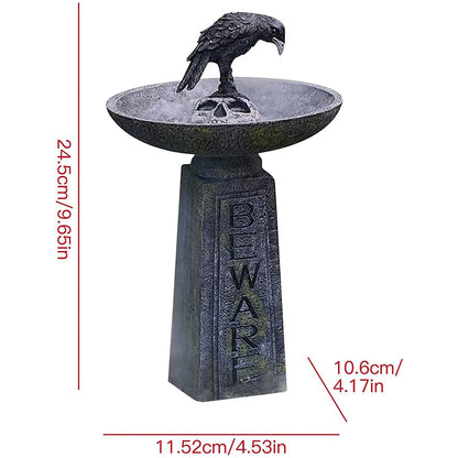 Huntermoon Garden Statue Sculpture Multi-Purpose Crows Black Halloween Home Decor Polyresin Bird Bath