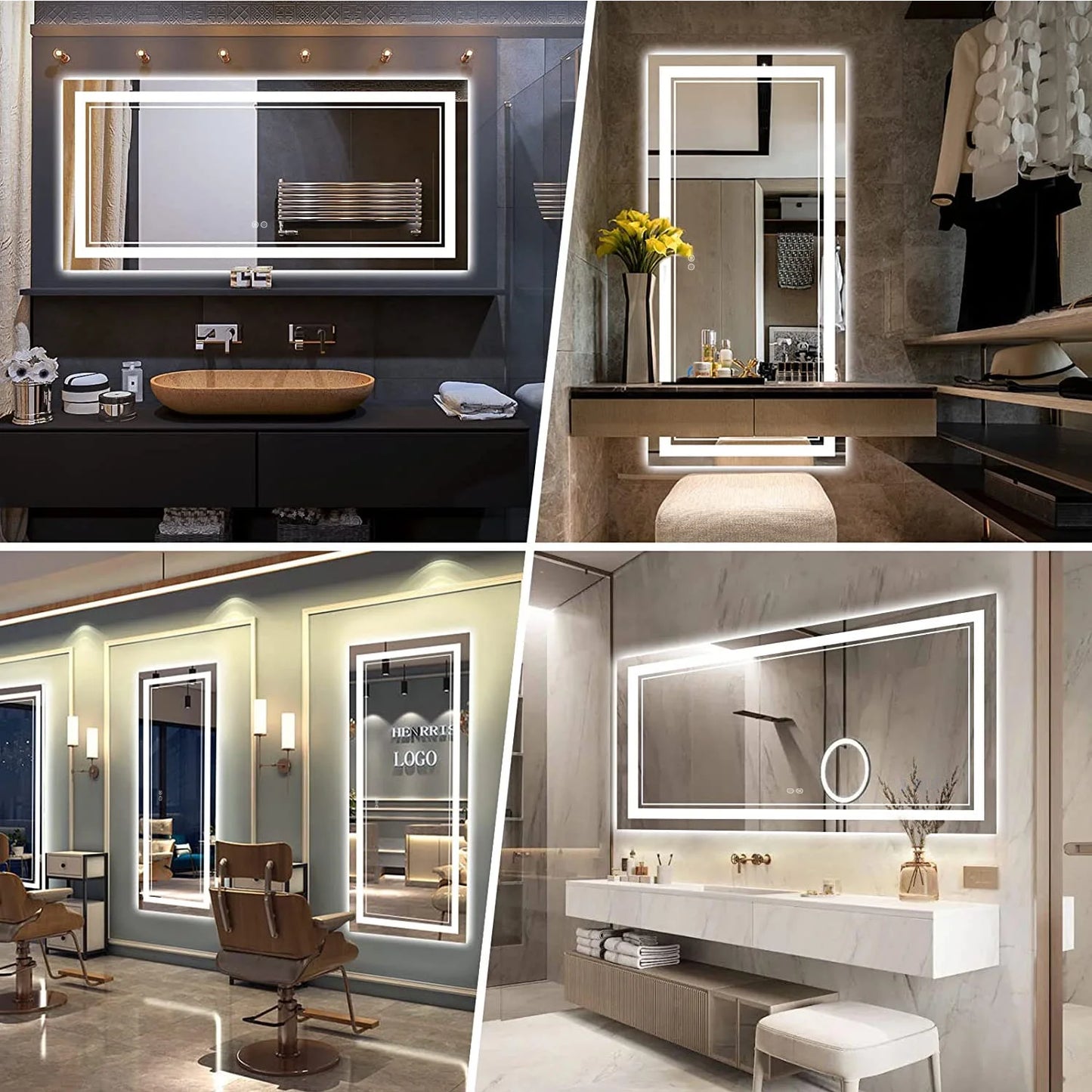 Frameless Frontlit LED Anti-fog Bathroom Vanity Mirror 96x36 inch