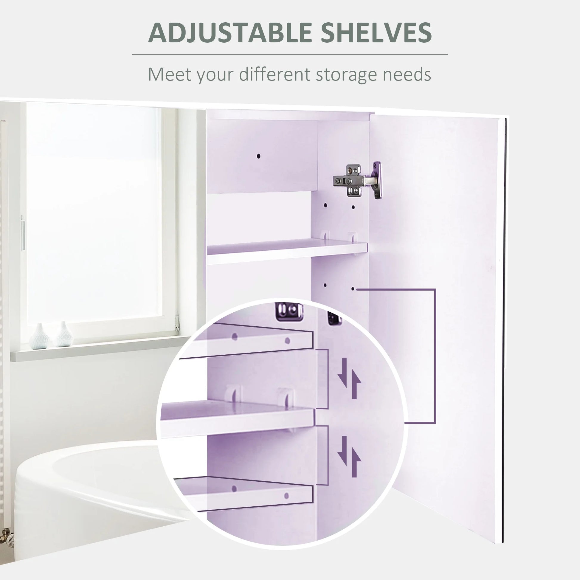 Homiyad Double Door Wall Mounted Bathroom Mirror, 31.5" x 23.5" Medicine Cabinet with Modern Design, Large Storage, & Quiet Hinges