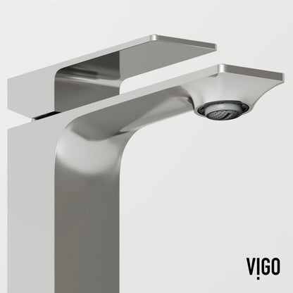 VIGO Dunn Single Handle Single-Hole Bathroom Faucet in Brushed Nickel