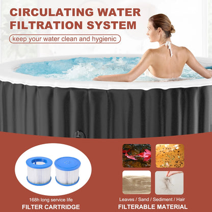 MOPHOTO 72" X 72" X 25" 2-4 Person Inflatable Hot Tub, Large Portable Round Hot tub with 120 Bubble Jets, Outdoor Bathtub Spa Set Included Heater Pump, Filter and Spa Cover