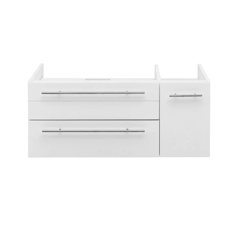 Fresca Lucera 36" White Wall Hung Vessel Sink Modern Bathroom Cabinet - Left Version