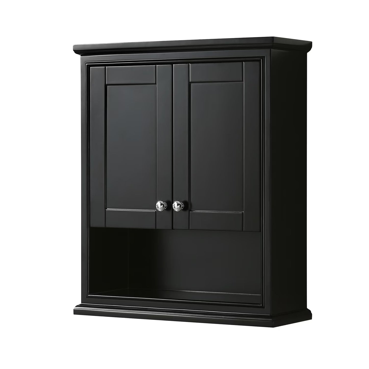 Wyndham Collection Deborah Over-the-Toilet Bathroom Wall-Mounted Storage Cabinet in Dark Gray with Matte Black Trim