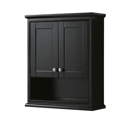 Wyndham Collection Deborah Over-the-Toilet Bathroom Wall-Mounted Storage Cabinet in Dark Gray with Matte Black Trim
