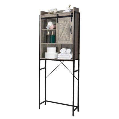Zimtown Retro Style Over the Toilet Bathroom Storage Space Saver with Cabinet and Open Shelf, Retro Gray