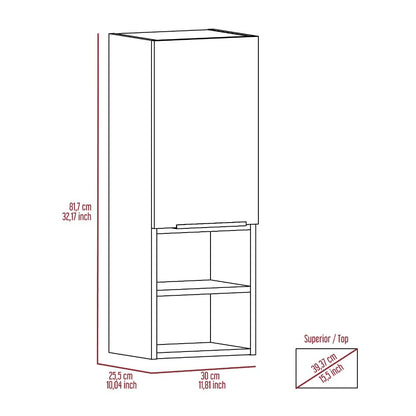 Particle Board Medicine Cabinet with 1 Doors and 2 Semi-open Shelves, Wall Cabinet for Bedroom,Living Room and Bathroom, Black