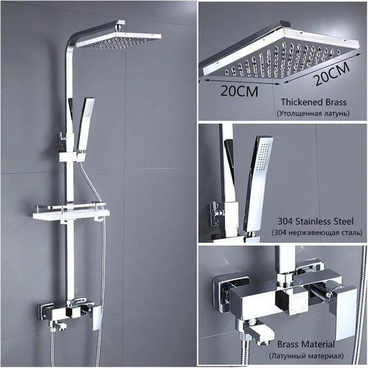 Rainfall Shower System Thermostatic Digital Display Shower Faucet Set Shower Mxer Crane Shower Bath Faucet Bathtub Shower Mixer Taps Bidet Faucet Durability and Dependability (Color : 3 Ways A-Chrome