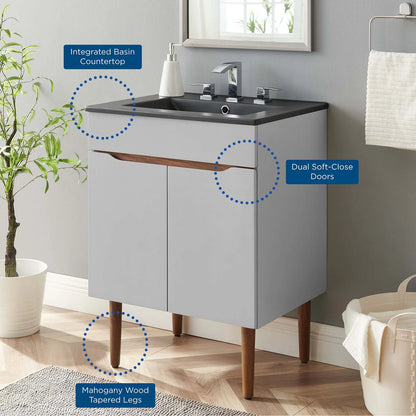 Modway Harvest 24" Bathroom Vanity in Gray Black