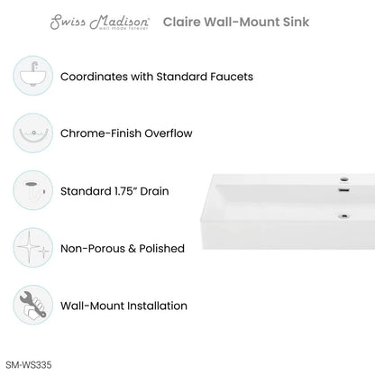Claire 40" Rectangle Wall-Mount Bathroom Sink