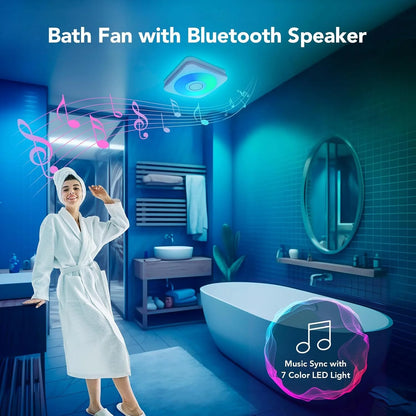 OREiN Bathroom Fan with Bluetooth Speaker, 110/160 CFM 1.0 Sones Bathroom Exhaust Fan with Light, 40W Shower Vent Fan with Light & Remote, 1500lm LED Light 2700K/4000K/6500K & Nightlight, Music Sync