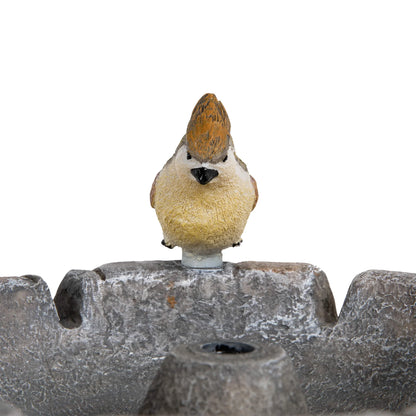 Glitzhome 24.5" Outdoor 2 Tier Stone-Like Water Fountain Bird Bath for Garden Patio Decor