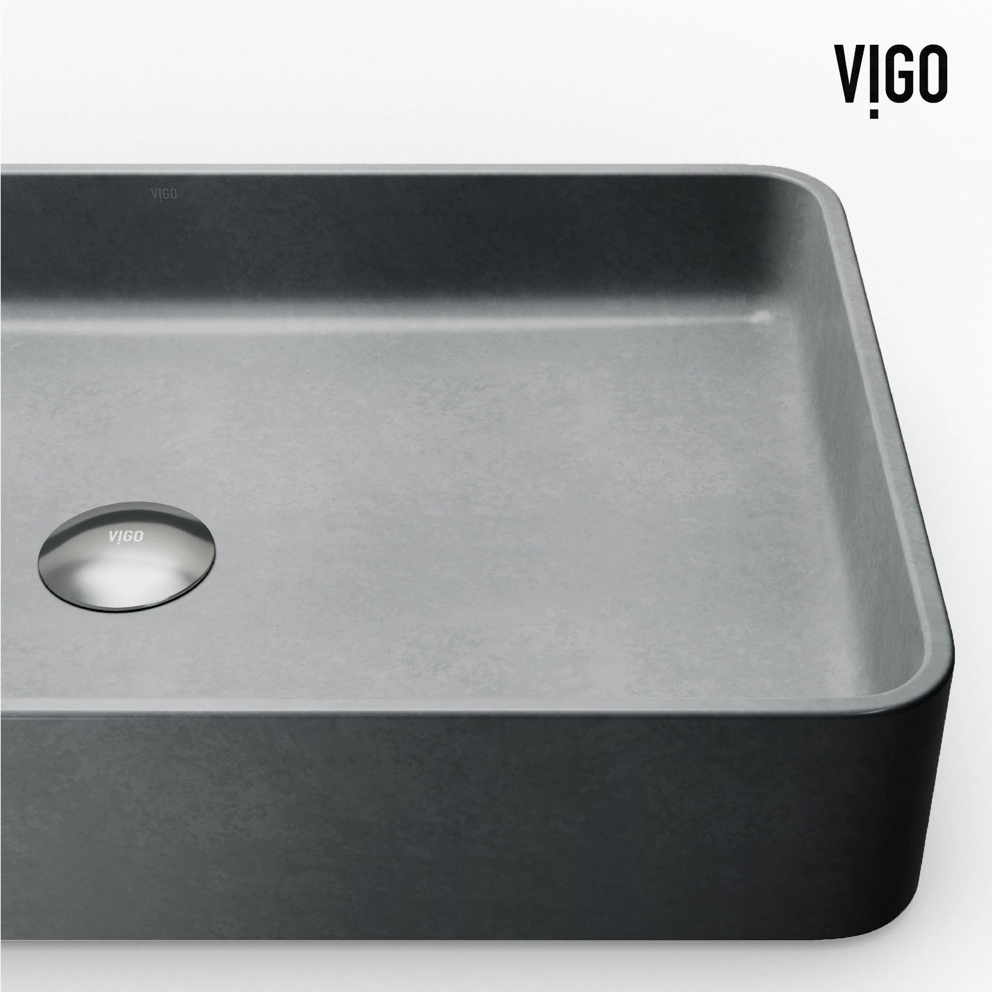 VIGO Basilica Gothic Gray Concreto Stone 23 in. L x 14 in. W x 4 in. H Rectangular Vessel Bathroom Sink
