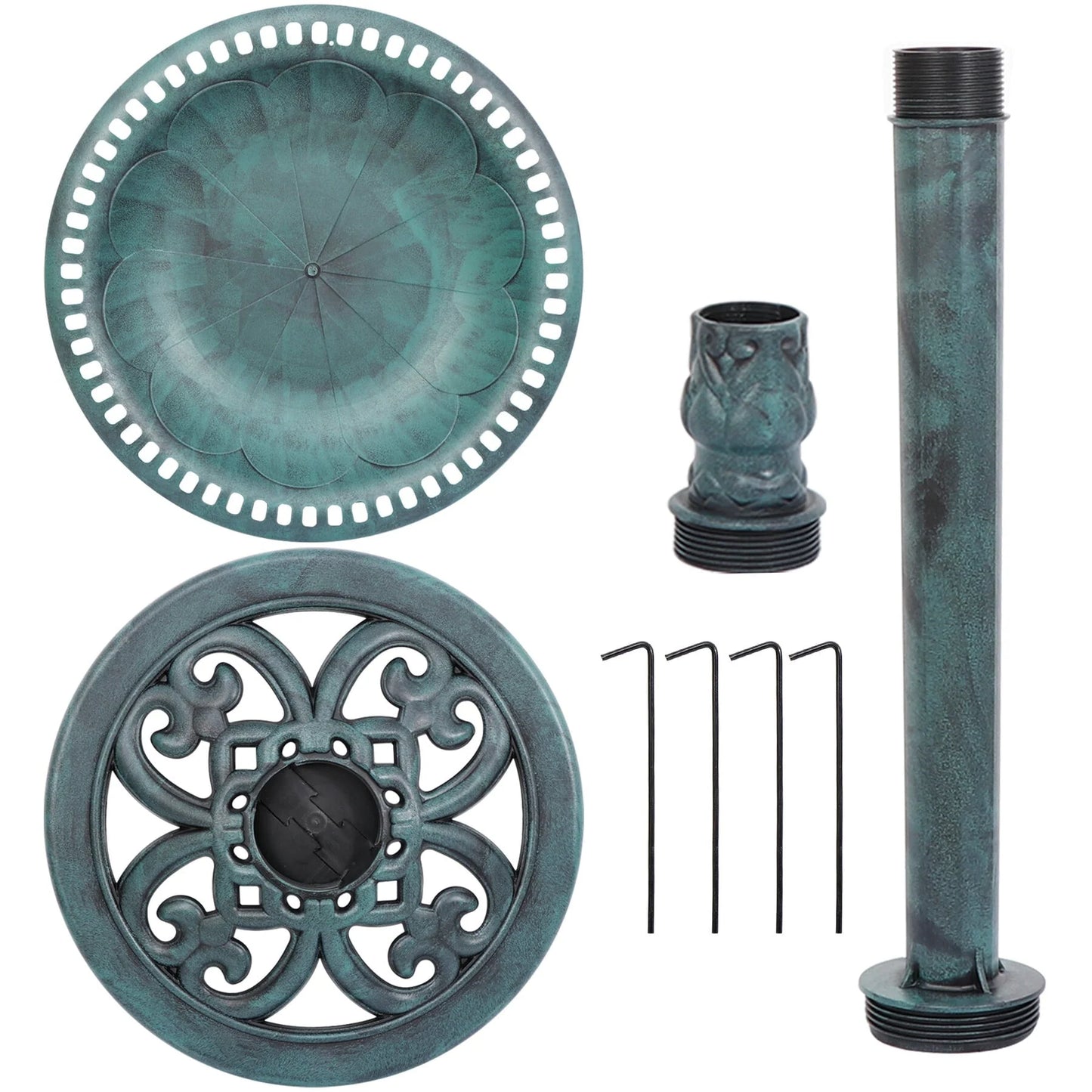 HomGarden 28" Vintage Bird Bath Antique Green Birdbath Outdoor Garden Backyard Dcor