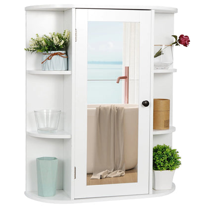 HomGarden Mirror Door Wall-Mount Bathroom Cabinet, Medicine Cupboard White, 6.5” W