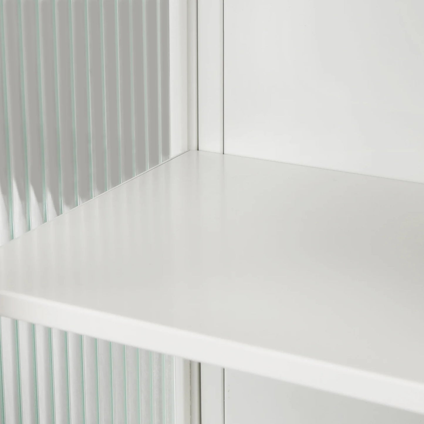 Two-door Wall Cabinet, Modern Kitchen Wall Mounted Cabinet with 2 Glass Doors, Two-tier Enclosed Storage, an Open Shelf, Towel Rack, Metal Wall Cabinet for Entryway, Living Room, Bathroom, White