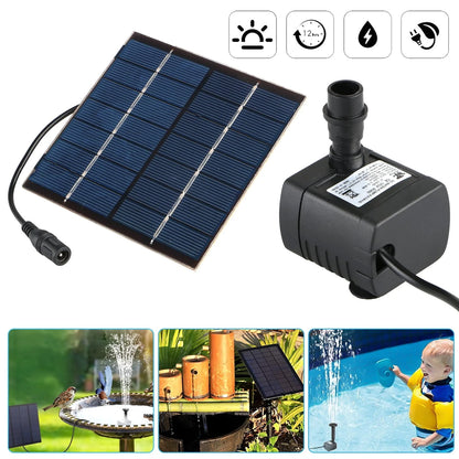 TSV Solar Fountain Water Pump, 1.2W Solar Powered Bird Bath Fountain, Submersible Water Pump Kit Solar Panel Kits for Outdoor Pool, Small Pond, Garden Fish Tank, 150L/H