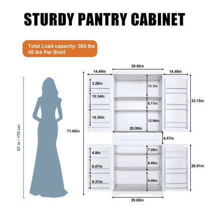 Pantry Cabinet, 71.65" Tall Storage Cabinet with Drawer, 2 Cabinets & 6 Door Shelves, Adjustable Shelves, Freestanding Cupboard for Kitchen, Living Room, Bathroom