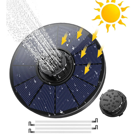 TRODEEM Solar Fountain Pump Upgraded 4-in-1 Nozzle, 2.2W All Cover Solar Panels, 7 Water Styles, with Anti-Collision Bar and Regulating Valve, Bird Bath, Pond, Pool, Fish Tank, Aquarium and Garden