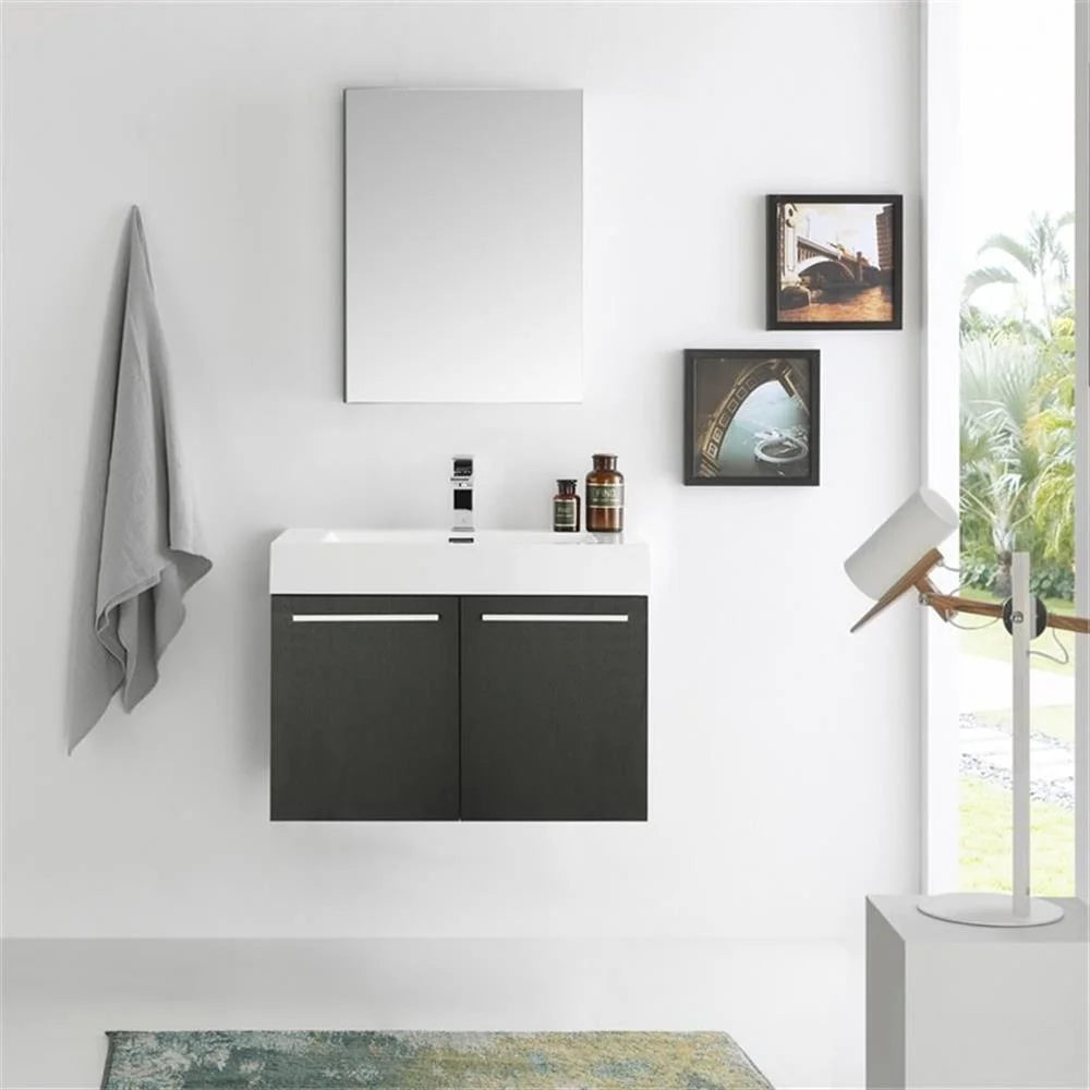 Vista 30"Black Wall Hung Bathroom Vanity & Medicine Cabinet