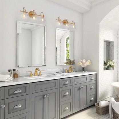 Carson Carrington Modern Gold 3-Light Bathroom Vanity Light Glass Wall Sconce 3-Light, Black 3-Light/ L22"xW7"xH9" Black 13 to 24 Inches 4 to 8 Inches