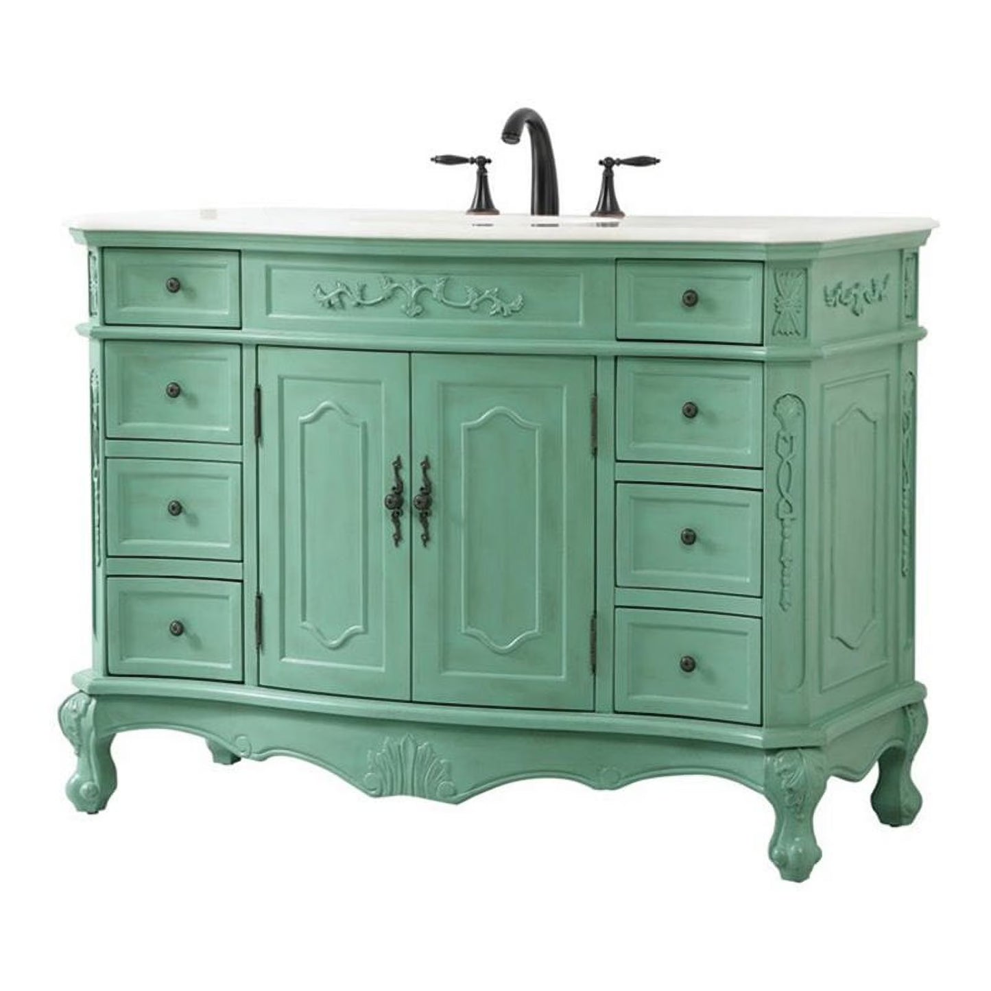 Elegant Decor Danville 48" Single Marble Top Bathroom Vanity in Light Beige