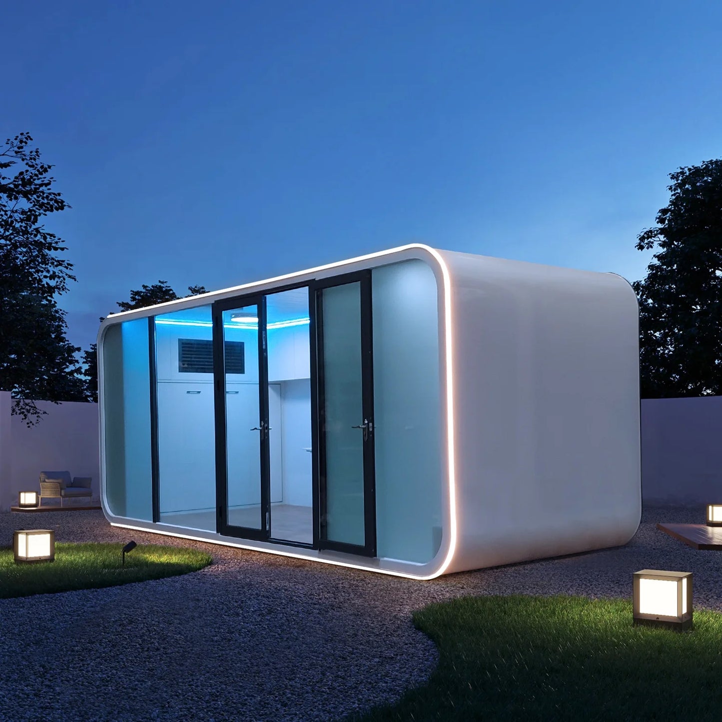 THLAND Luxury modern prefab cabin - 20ft mobile capsule with bedroom, kitchen and bathroom, storm resistant prefab cabin -16 typhoon and 11 earthquake proof mobile cabin for travel and outdoor living