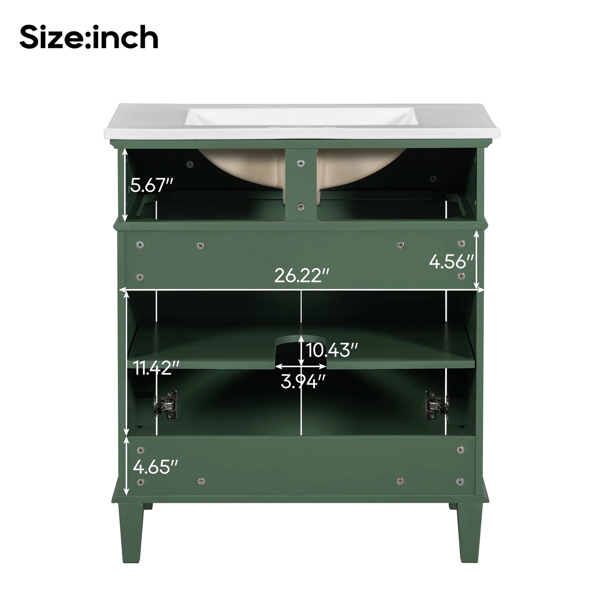 Harper & Bright Designs 30" Bathroom Vanity Combo with Ceramic Sink, Bathroom Vanity Cabinet with Soft Close Doors and Adjustable Shelves, Green
