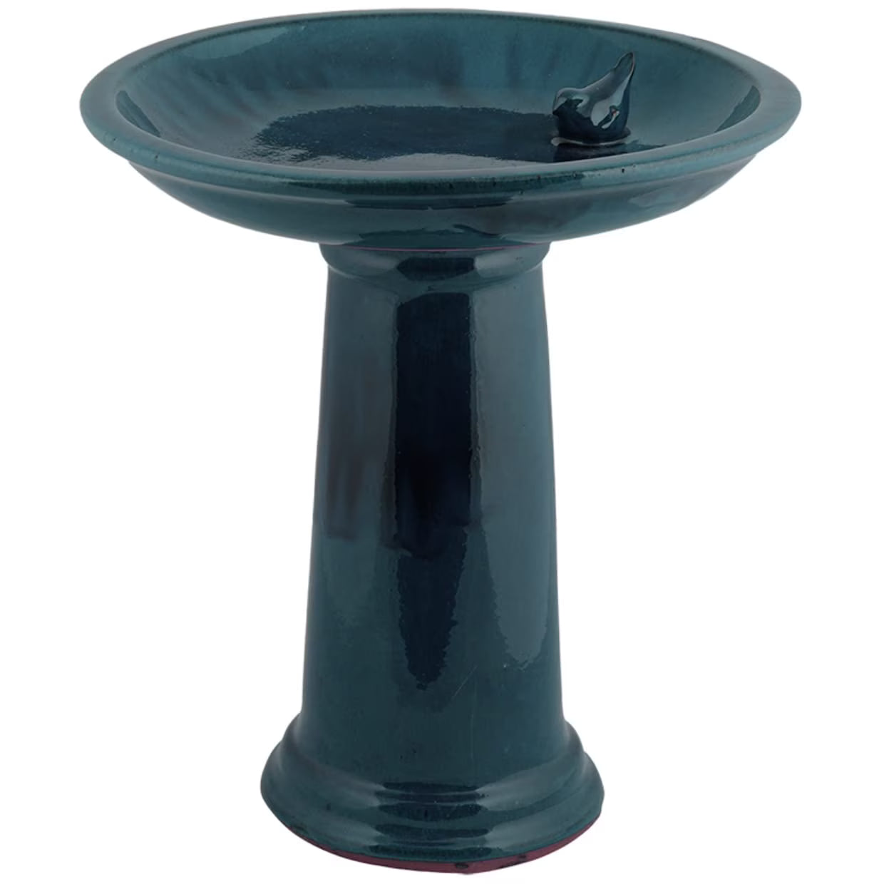 Esschert Design USA FB423 Ceramic Bird Bath on Pedestal with Bird, White