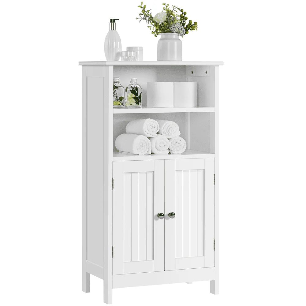 SMILE MART 5-Tier Wooden Bathroom Floor Cabinet, White