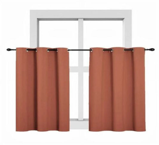 Window treatment curtain thermal insulated blackout size 28" wide X 36" length for kitchen bathroom décor short window 1 panel brick pumpkin color top grommet K30