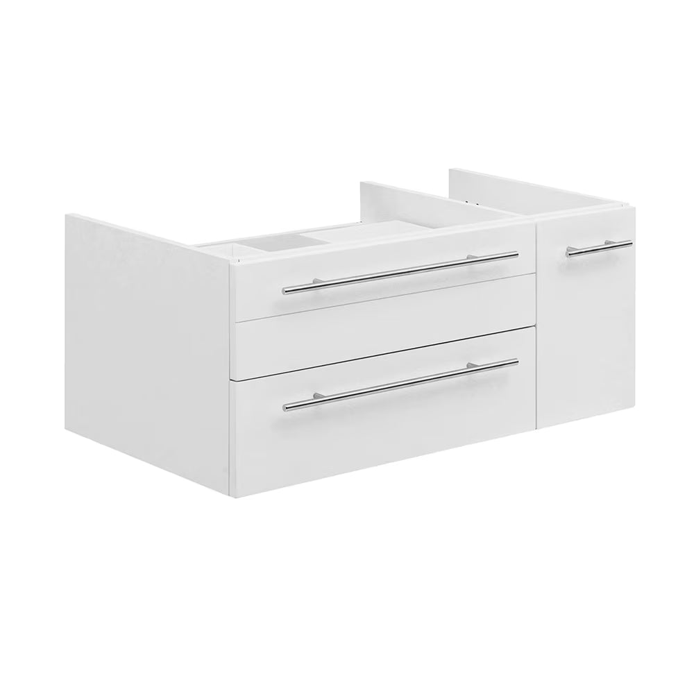 Fresca Lucera 36" White Wall Hung Vessel Sink Modern Bathroom Cabinet - Left Version