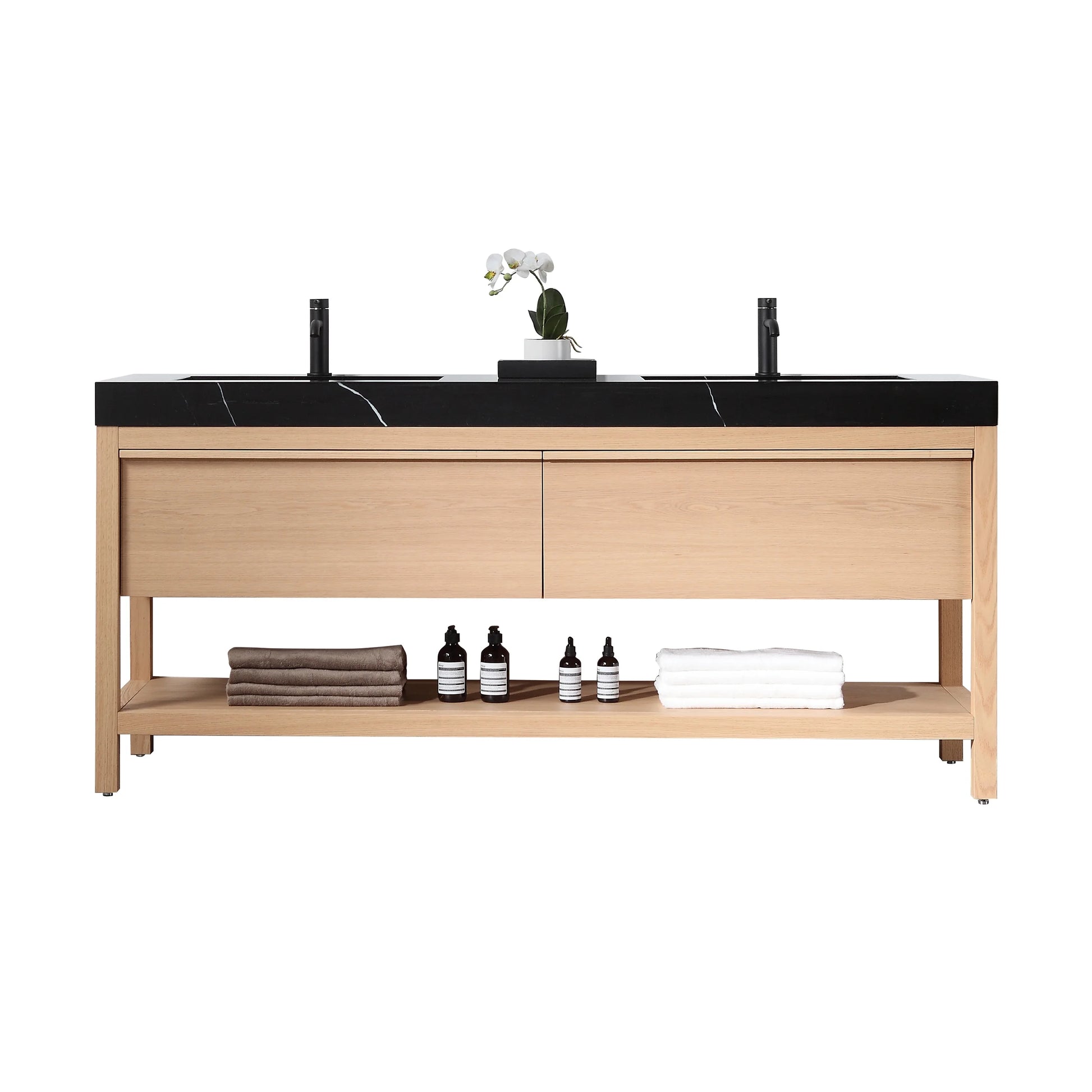 Bibury 72" Whitewash Oak Freestanding Bathroom Vanity