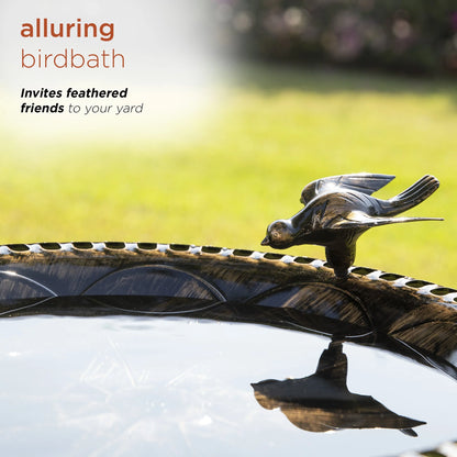 Alpine Corporation 26-inch Bronze Polyresin Bird Bath with Bird Figurine