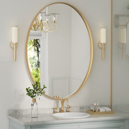 Clavies Black Oval Mirror, 22x30 Inches Bathroom Vanity Mirror, Wall Mirror with Metal Frame