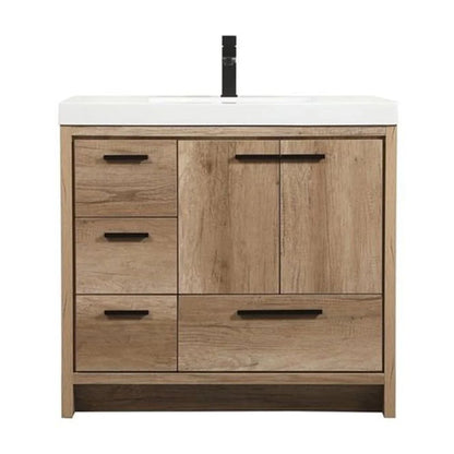 36 inch single bathroom vanity in natural oak