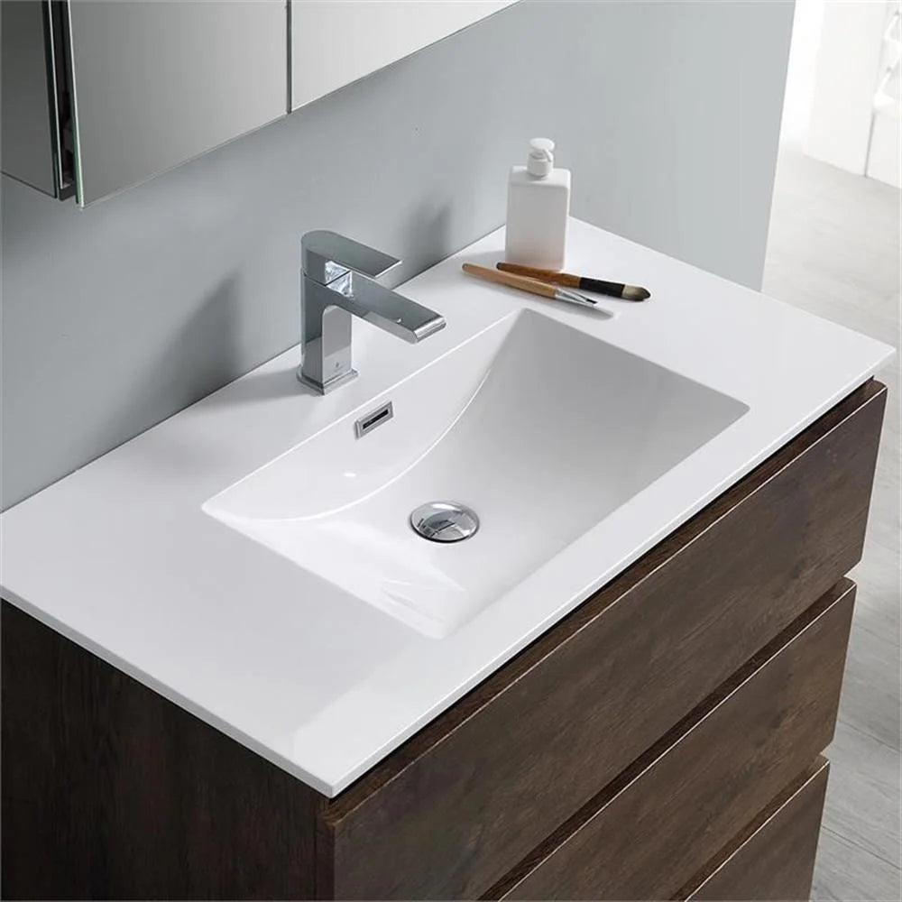 Fresca Lazzaro 36" Rosewood Free Standing Modern Bathroom Vanity w/ Medicine Cabinet