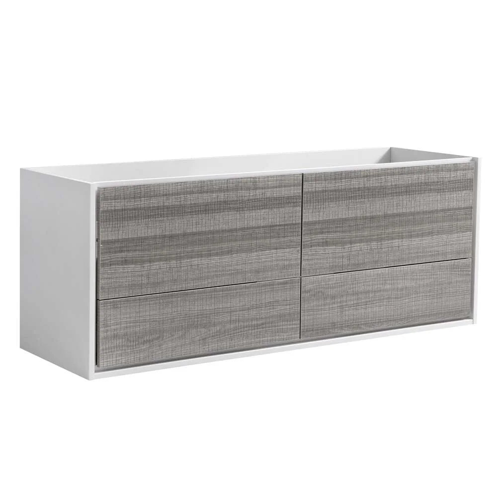 Fresca Catania 60" Wall Hung Single Sink Wood Bathroom Cabinet in Glossy White