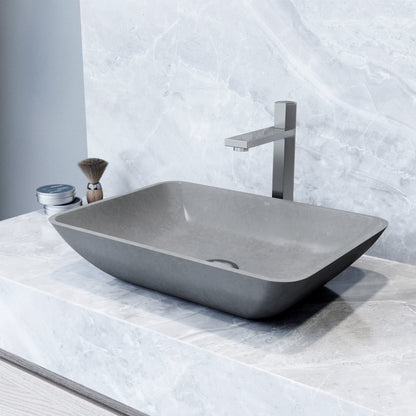 VIGO Duomo Gothic Gray Concreto Stone 18 in. L x 13 in. W x 4 in. H Rectangular Vessel Bathroom Sink