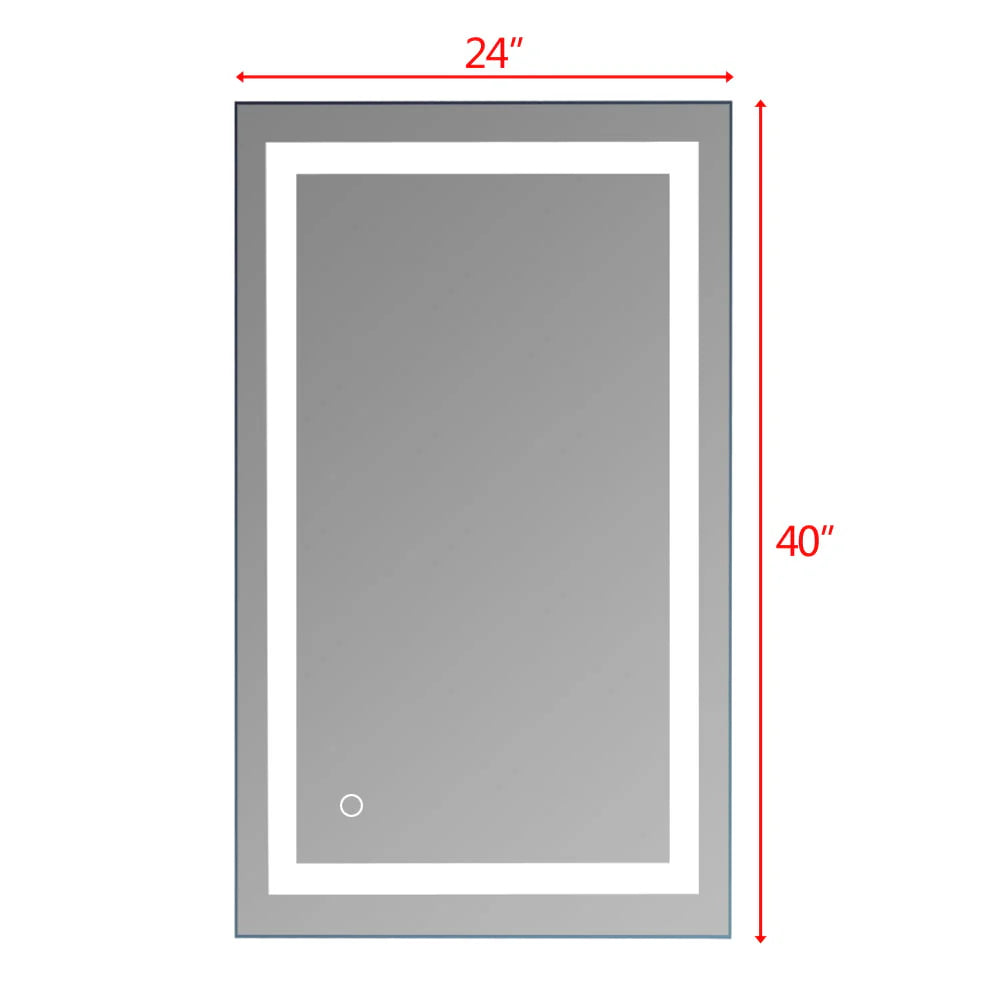 Ktaxon Anti-fog Wall Mounted Lighted Vanity Mirror LED Bathroom Mirror Anti Fog and IP67 Waterproof, Rectangle 40"x24" Silver