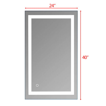 Ktaxon Anti-fog Wall Mounted Lighted Vanity Mirror LED Bathroom Mirror Anti Fog and IP67 Waterproof, Rectangle 40"x24" Silver