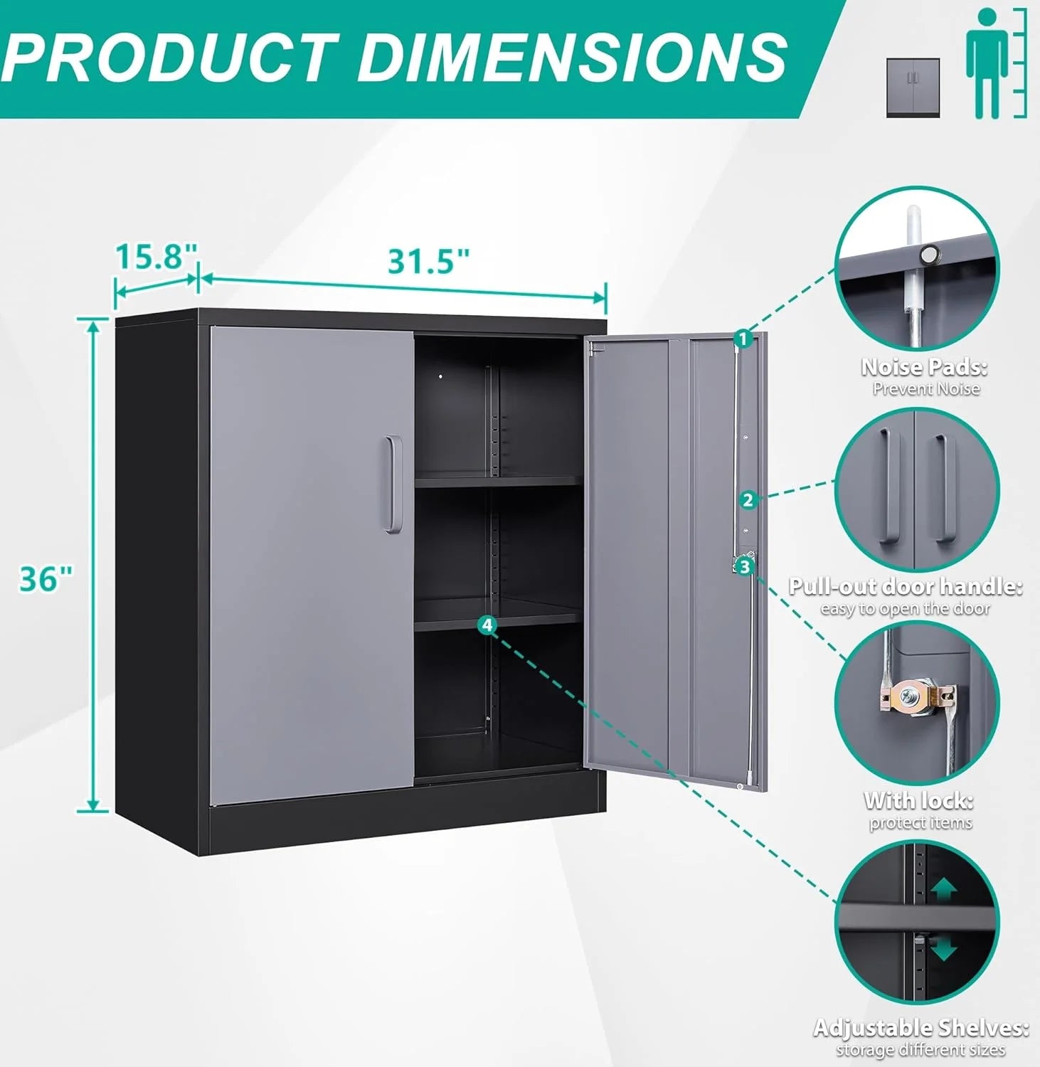 SISESOL Storage Cabinet Metal Display Cabinet with Glass Doors, 71in H x 31.5in W x 15.7in D, White, Kitchen Pantry Cabinet for Home Office, Bathroom, Bedroom, Living Room