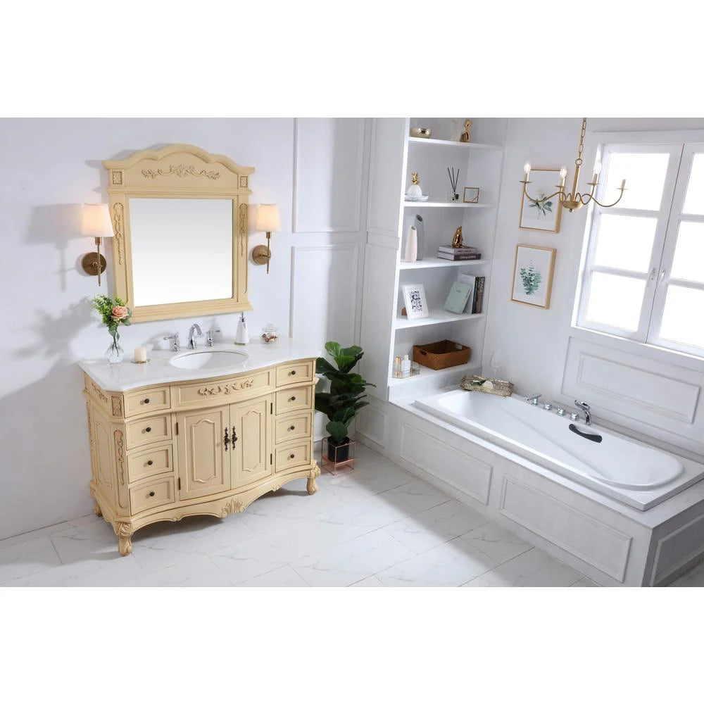 Elegant Decor Danville 48" Single Marble Top Bathroom Vanity in Light Beige